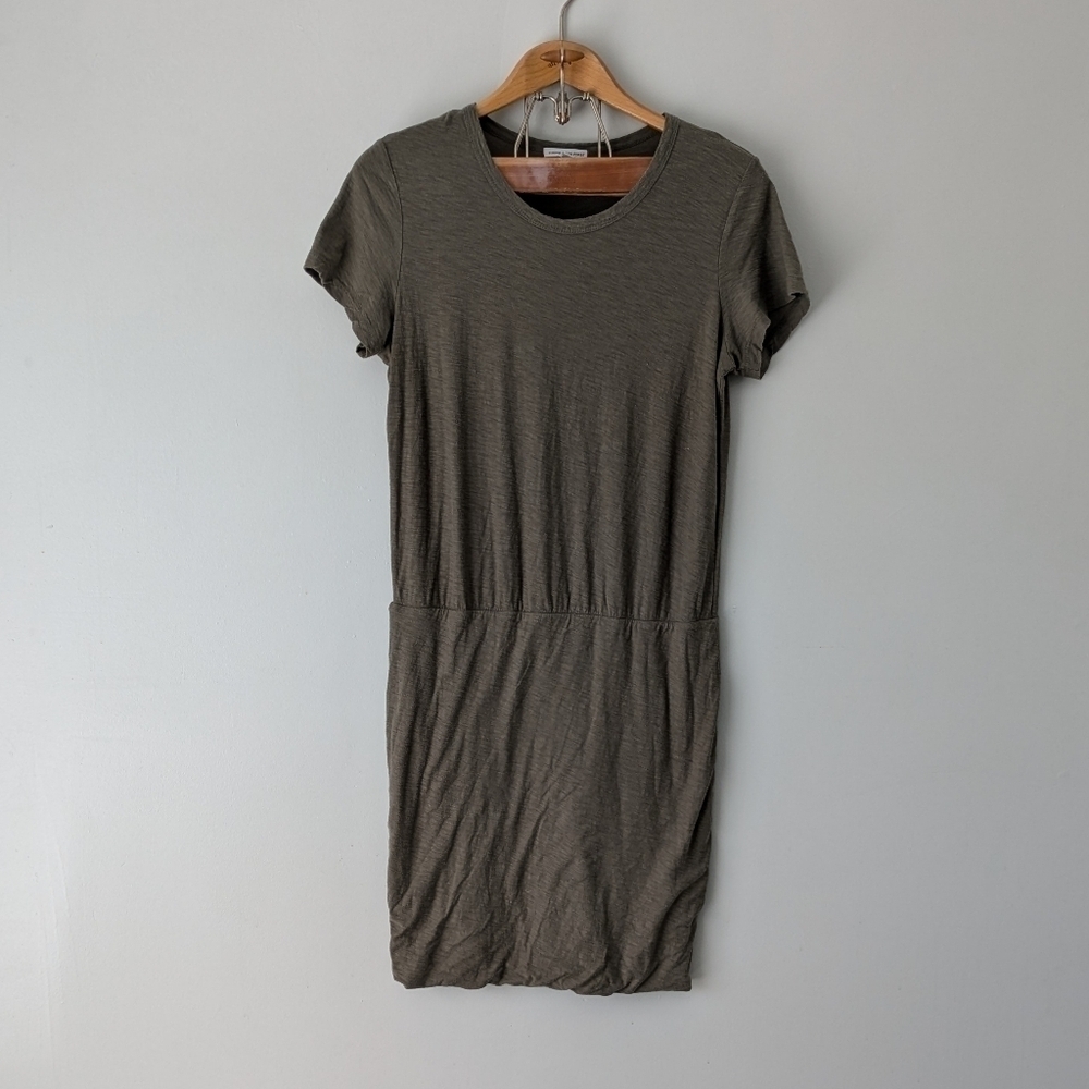 James Perse Dress Women's 3 L Green Olive Blouson T-Shirt Bodice Slim Skirt